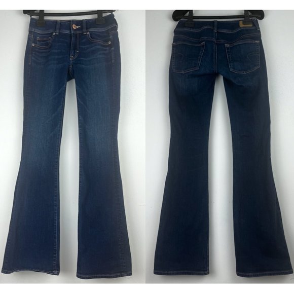 NEW American Eagle Low Rise Flare Jeans - Dark Wash - Size 0 - Picture 8 of 8